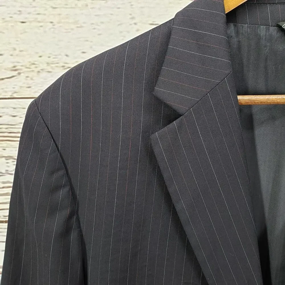 Christian Brooks Men's Blue Navy Pinstriped Wool 2Piece Suit Pants Set Size 42R
